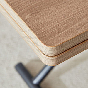 English Elm Modern multifunctional lifting table with wood-grain top, adjustable 18.3–29" black metal legs, foldable design for compact living and versatile use (Natural Wood Wash) W1151126193