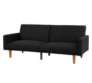 English Elm Adjustable Sofa In Black Faux Leather - Modern Design, Versatile Comfort For Small Spaces & Guests B089127413
