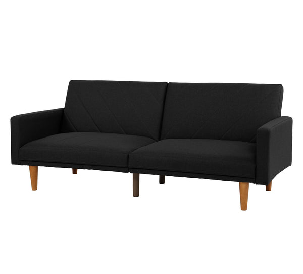 English Elm Adjustable Sofa In Black Faux Leather - Modern Design, Versatile Comfort For Small Spaces & Guests B089127413