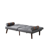 Christopher Knight Home® - Noble House - Convertible Sofa Bed Futon With Solid Wood Legs Linen Fabric Grey