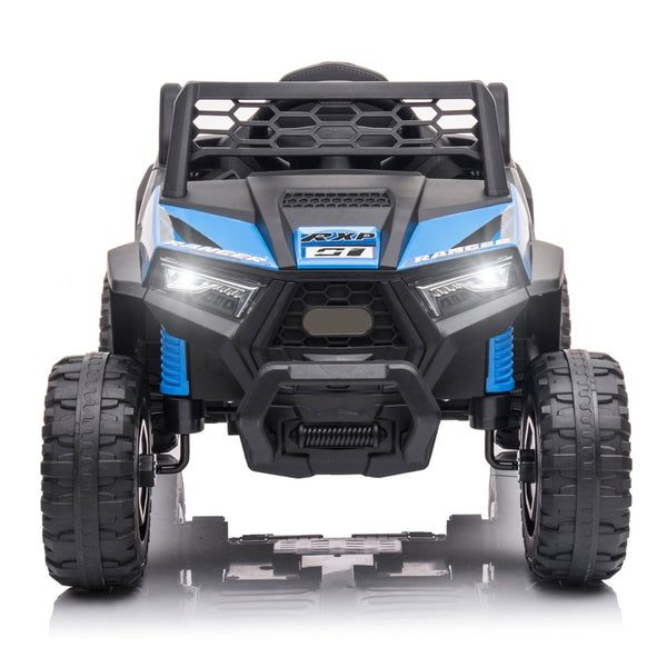 English Elm 12v Kids Electric Ride on Utv with Led Lights Horn Safety Belt and Forward Reverse Black+Blue W2181137739