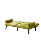 English Elm Convertible Sofa Bed Futon With Solid Wood Legs Linen Fabric Musterd Green