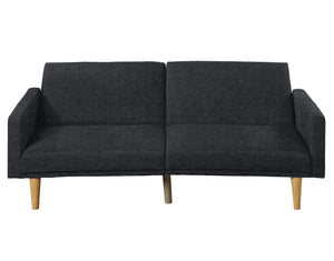 English Elm Adjustable Sofa In Black Faux Leather - Modern Design, Versatile Comfort For Small Spaces & Guests B089127413
