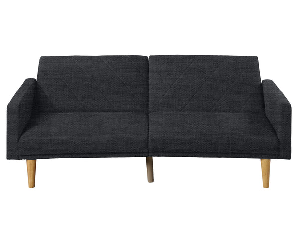 English Elm Adjustable Sofa In Black Faux Leather - Modern Design, Versatile Comfort For Small Spaces & Guests B089127413