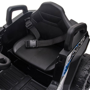 English Elm 12v Kids Electric Ride on Utv with Led Lights Horn Safety Belt and Forward Reverse Black+Blue W2181137739
