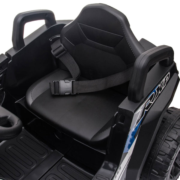 English Elm 12v Kids Electric Ride on Utv with Led Lights Horn Safety Belt and Forward Reverse Black+Blue W2181137739