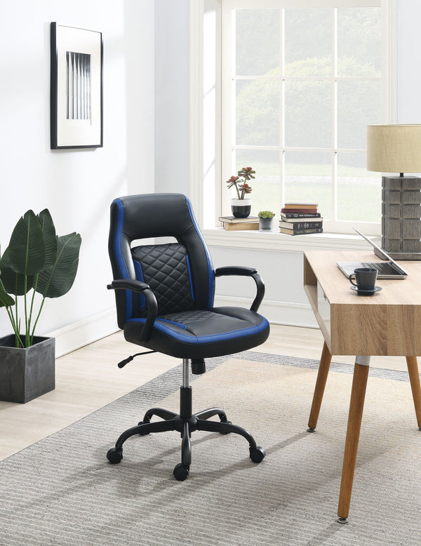 English Elm Office Chair - Sleek Black Faux Leather Design With Adjustable Height, Perfect For Home Or Office Use B089127398