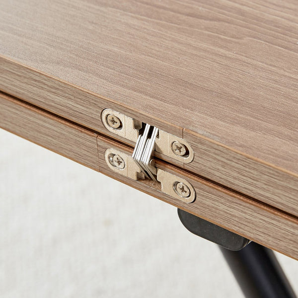 English Elm Modern multifunctional lifting table with wood-grain top, adjustable 18.3–29" black metal legs, foldable design for compact living and versatile use (Natural Wood Wash) W1151126193