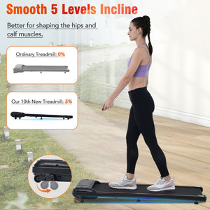 English Elm New Walking Pad Treadmill with Wrist Remote Incline and 265 Lb Capacity for Home Office MS312895AAB