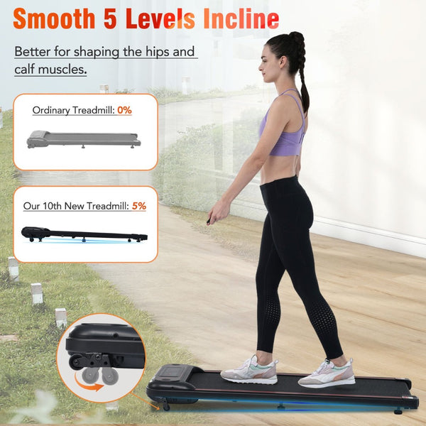 English Elm New Walking Pad Treadmill with Wrist Remote Incline and 265 Lb Capacity for Home Office MS312895AAB