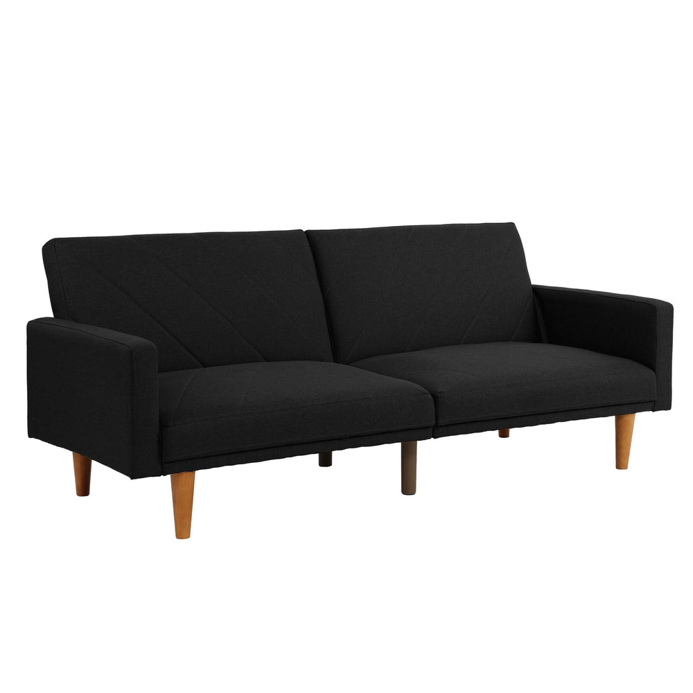 English Elm Adjustable Sofa In Black Faux Leather - Modern Design, Versatile Comfort For Small Spaces & Guests B089127413