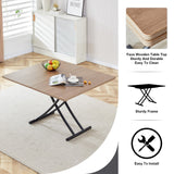 English Elm Modern Minimalist Multifunctional Lifting Table, With A 0.8-Inch Wood Grain Process Sticker Desktop and Black Metal Legs, Can Be Used As A Dressing Table, Coffee Table, Dining Table, and Office Table