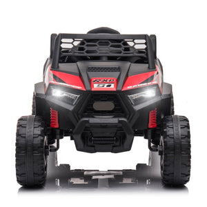 English Elm 12v Kids Electric Ride on Utv with Led Lights Horn Safety Belt and Forward Reverse Black+Red W2181137667