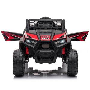 English Elm 12v Kids Electric Ride on Utv with Led Lights Horn Safety Belt and Forward Reverse Black+Red W2181137667