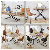 English Elm Modern Minimalist Multifunctional Lifting Table, With A 0.8-Inch Wood Grain Process Sticker Desktop and Black Metal Legs, Can Be Used As A Dressing Table, Coffee Table, Dining Table, and Office Table