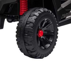 English Elm 12v Kids Electric Ride on Utv with Led Lights Horn Safety Belt and Forward Reverse Black+Red W2181137667