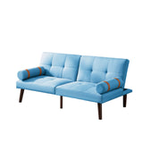 Christopher Knight Home® - Noble House - Convertible Sofa Bed Futon With Solid Wood Legs Linen Fabric Blue