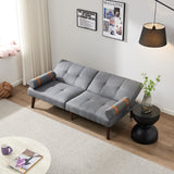 Christopher Knight Home® - Noble House - Convertible Sofa Bed Futon With Solid Wood Legs Linen Fabric Grey