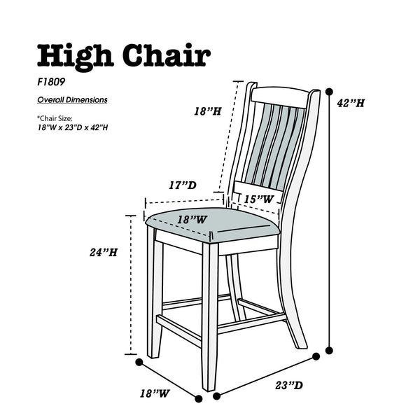 English Elm HIGH Chair Rustic Black Fabric & Wood High Chair 18"x23"x42"H, 24" Seat Height, Stylish Durable Seating B089112915