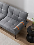 Christopher Knight Home® - Noble House - Convertible Sofa Bed Futon With Solid Wood Legs Linen Fabric Grey