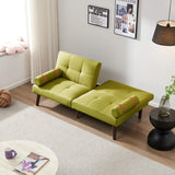 English Elm Convertible Sofa Bed Futon With Solid Wood Legs Linen Fabric Musterd Green