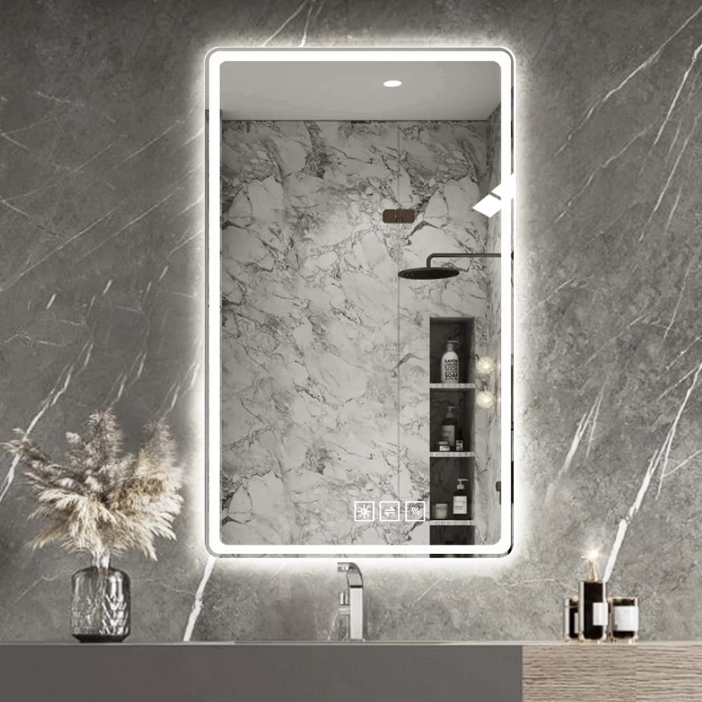 English Elm 40x32 Frameless Led Vanity Mirror Anti-fog Front Lit Bathroom Wall Mount Dimmable W2071137652