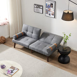 Christopher Knight Home® - Noble House - Convertible Sofa Bed Futon With Solid Wood Legs Linen Fabric Grey