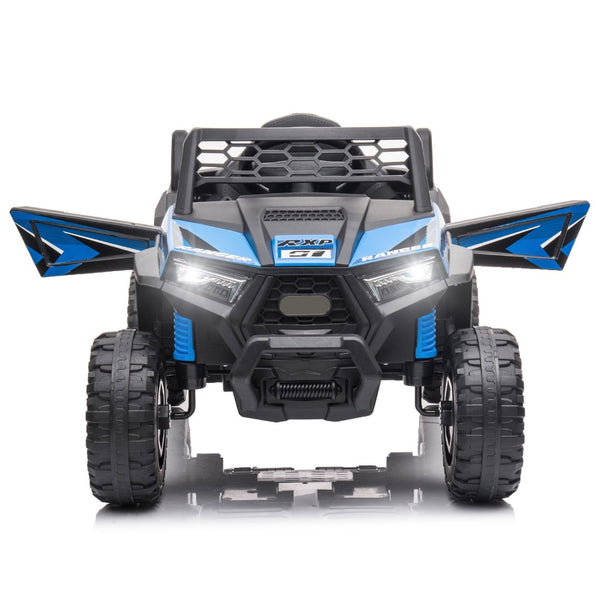 English Elm 12v Kids Electric Ride on Utv with Led Lights Horn Safety Belt and Forward Reverse Black+Blue W2181137739