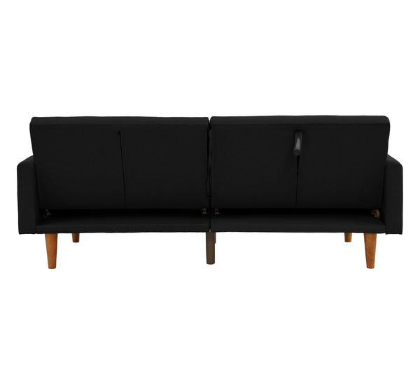 English Elm Adjustable Sofa In Black Faux Leather - Modern Design, Versatile Comfort For Small Spaces & Guests B089127413