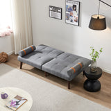 Christopher Knight Home® - Noble House - Convertible Sofa Bed Futon With Solid Wood Legs Linen Fabric Grey