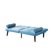 Christopher Knight Home® - Noble House - Convertible Sofa Bed Futon With Solid Wood Legs Linen Fabric Blue