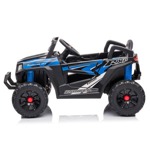 English Elm 12v Kids Electric Ride on Utv with Led Lights Horn Safety Belt and Forward Reverse Black+Blue W2181137739