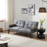 Christopher Knight Home® - Noble House - Convertible Sofa Bed Futon With Solid Wood Legs Linen Fabric Grey