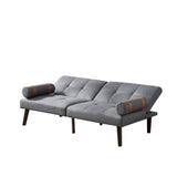 Christopher Knight Home® - Noble House - Convertible Sofa Bed Futon With Solid Wood Legs Linen Fabric Grey