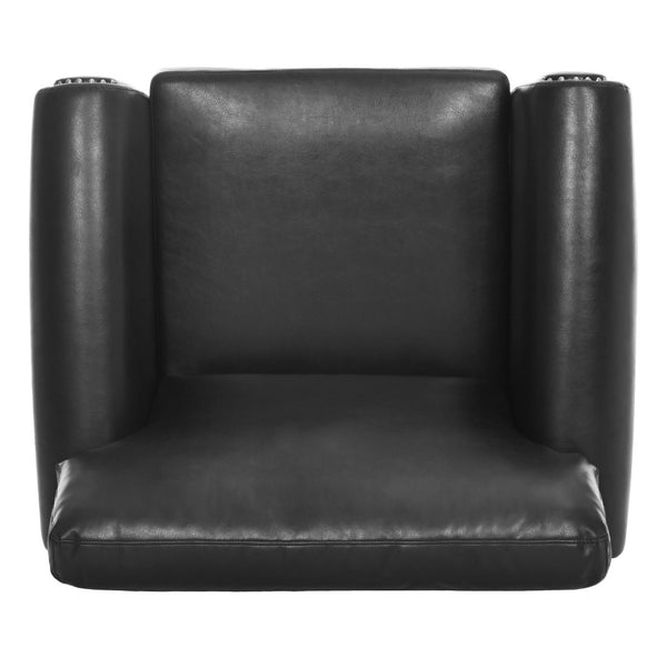 English Elm 1 Seater Pu Leather Accent Sofa with Rolled Arms and Silver Nail Trim Detail W680P451461