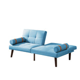 Christopher Knight Home® - Noble House - Convertible Sofa Bed Futon With Solid Wood Legs Linen Fabric Blue