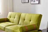 English Elm Convertible Sofa Bed Futon With Solid Wood Legs Linen Fabric Musterd Green