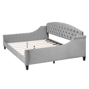 English Elm Modern Luxury Tufted Button Daybed Full Size Upholstered Wingback with Deep Tufting and Piped Edges Gray GX001009AAE-1