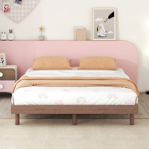 English Elm Modern Floating Twin Platform Bed Rubberwood Legs Low Profile Minimalist Frame Walnut W697123293
