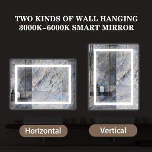 English Elm 48x36inch LED Bathroom Mirror with HD Float Glass, 3000-6000K Dimmable Back & Front Light, IP54 Anti-Fog, UL-Certified Mountable-Friendly W2091126994