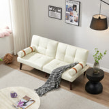 English Elm Convertible Sofa Bed Futon With Solid Wood Legs Linen Fabric Ivory