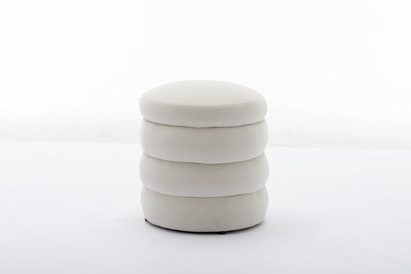 English Elm 006-soft Boucle Round Accent Stool Textured Footrest for Living Room or Bedroom W527121859