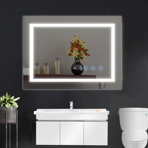 English Elm 48x36inch LED Bathroom Mirror with HD Float Glass, 3000-6000K Dimmable Back & Front Light, IP54 Anti-Fog, UL-Certified Mountable-Friendly W2091126994