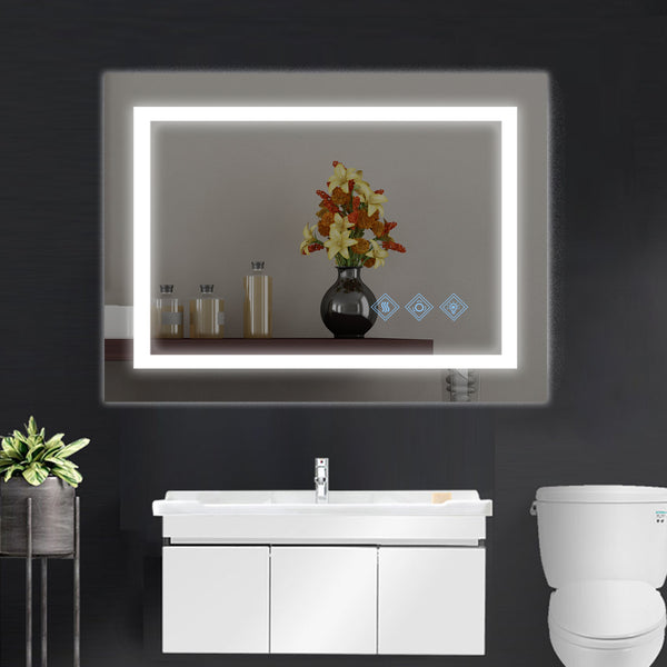 English Elm 48x36inch LED Bathroom Mirror with HD Float Glass, 3000-6000K Dimmable Back & Front Light, IP54 Anti-Fog, UL-Certified Mountable-Friendly W2091126994