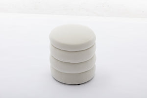 English Elm 006-soft Boucle Round Accent Stool Textured Footrest for Living Room or Bedroom W527121859