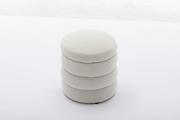 English Elm 006-soft Boucle Round Accent Stool Textured Footrest for Living Room or Bedroom W527121859