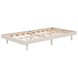 English Elm Modern Floating Twin Platform Bed Rubberwood Legs Low Profile Minimalist Frame White Washed W697123288