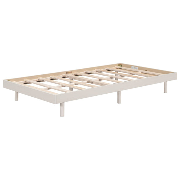 English Elm Modern Floating Twin Platform Bed Rubberwood Legs Low Profile Minimalist Frame White Washed W697123288