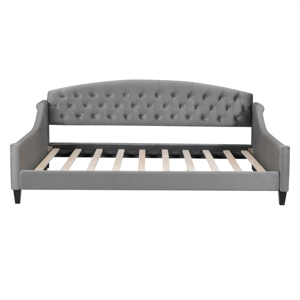 English Elm Modern Luxury Tufted Button Daybed Full Size Upholstered Wingback with Deep Tufting and Piped Edges Gray GX001009AAE-1