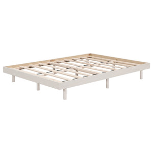 English Elm Modern Floating Twin Platform Bed Rubberwood Legs Low Profile Minimalist Frame White Washed W697123291